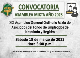 Convocatoria XIX Asamblea General Ordinaria Mixta 2023